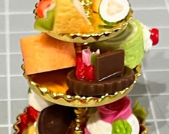 Dollhouse Miniature Afternoon Tea Stand: 1/12 Scale Tiered Display