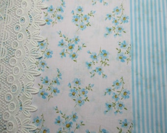 Kit de tela para casa de muñecas: algodón floral, encaje y adornos para dioramas Blythe
