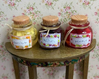Miniature Fruit Jars, 1:12 Scale Dollhouse Diorama (Set of 3)