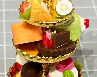 Dollhouse Miniature Afternoon Tea Stand: 1/12 Scale Tiered Display