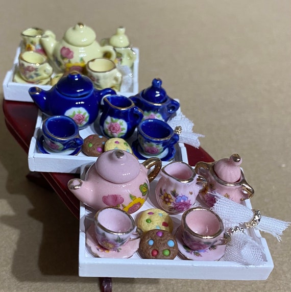 ミニチュアティーセット（2人用） – 1:12スケール ドールハウス トレイ