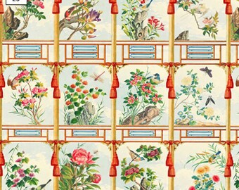 Choice of Oriental Dollhouse Wallpaper: Miniature Floral Paper, 4 Scales