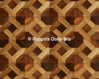poppenhuis parketvloer donker traliewerk 28,5 cm hoog x 20,1 cm breed (11&quot; x 8&quot;) met perfecte randafwerking voor het samenvoegen van vellen