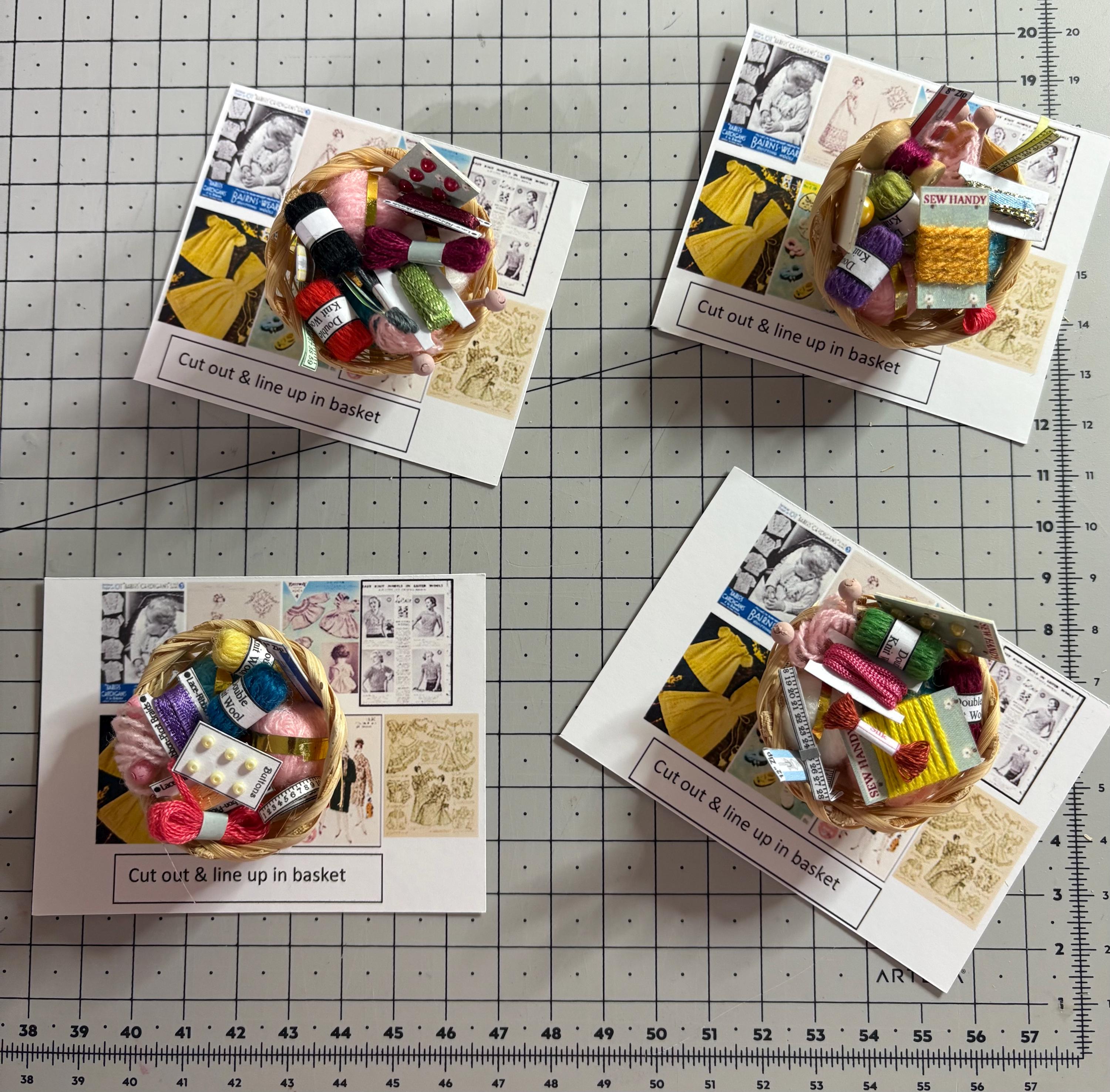 Cestino portaoggetti in miniatura per casa delle bambole in scala 1/12. Borsa