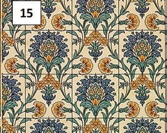 5 VINTAGE STYLE wall tile papers for dolls house 28.3cms high x 20.cms wide (just under 11"x 8")