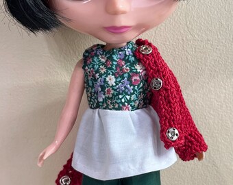 Blythe ICY & similar doll 5 piece trouser suit with bright summer sliders too
