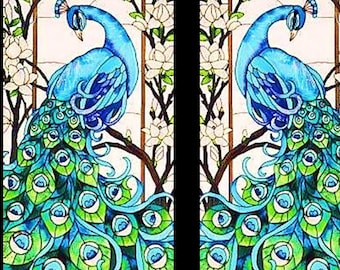 Dollhouse Stained Glass Peacock Door Panels: Miniature Craft Supplies
