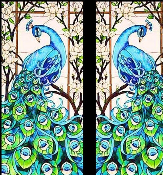 Dollhouse Stained Glass Peacock Door Panels: Miniature Craft Supplies