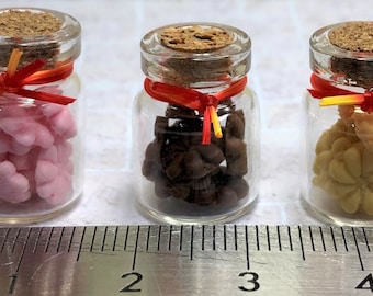 4 types of jars of cookies to choose from - dark choc chips in 1:12 size for dolls house or mini projects