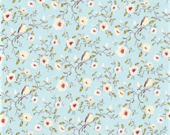 Choice of Shabby Chic Dollhouse Wallpaper: Floral Bird Print, Miniature Scale