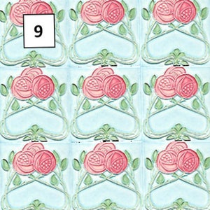 5 carte da parati in stile VINTAGE e DECO per la casa delle bambole, alte 28,3 cm x larghe 20 cm (poco meno di 11" x 8")