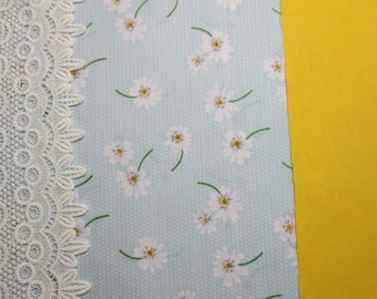 Kit de tela para casa de muñecas: encaje de algodón, cortinas, ropa de cama y persianas.