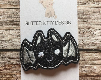 Black or Purple Bat Glitter Felt Non Slip Hair Clip