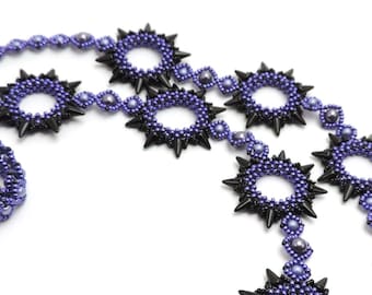 Beading Pattern "Starfall", Tutorial for a lariat (long necklace), beadwork + Freebie "Spikes are beautiful" by Claudia Schumann