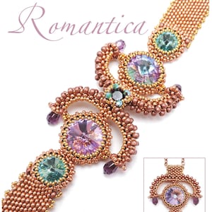 May include: A copper-toned beaded pendant with a large, faceted, iridescent purple gemstone surrounded by smaller, faceted, iridescent green gemstones. The pendant is attached to a copper-toned beaded chain.