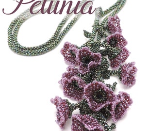 Beading Pattern "Petunia", Tutorial for a flower lariat made of seed beads + Freebie "Bubbles"