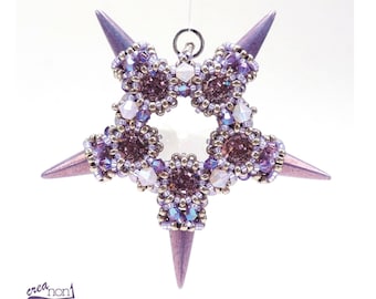 Beading Pattern "Halley", Tutorial for a beaded star with spikes and chatons + Freebie "Spikes are beautiful"