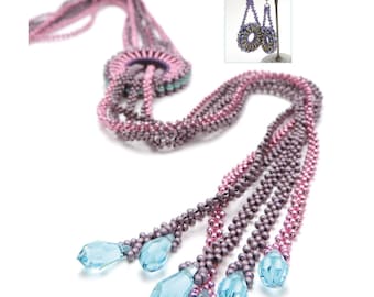 Beading pattern "Stella Cadente", Tutorial for a lariat (long necklace) with sparkling drop beads to wear every day