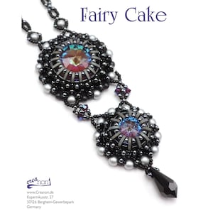 Beading Pattern &quot;Fairy Cake&quot;, Tutorial for bezelling Rivoli to make a necklace, ring and earrings + Freebie &quot;Bubbles&quot;