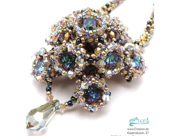 Beading Pattern "Majesty", Tutorial for a sparkly necklace made bezelled chatons + Freebie "Bubbles"