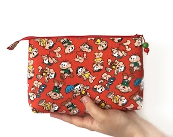 Make up Bag with Retro Comics Cartoon Print, Cosmetic Accessory Pouch, Monica and Friends