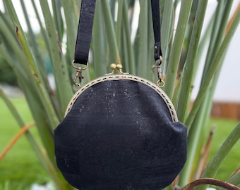 Black Cork Crossbody Purse, Vegan Gift for Women