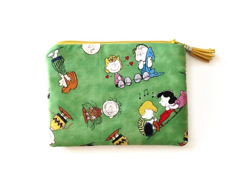 Snoopy Double Zip Pouch Peanuts Gang Travel Purse Snoopy Gift Etsy