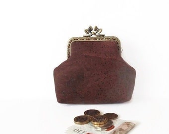 Brown Cork Coin Purse, Vegan Gift, Stocking Filler