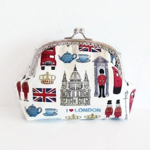 Borsa con lucchetto "Bacio di Londra" - Souvenir britannico - Borsa per autobus di Londra - Borsa britannica blu e rossa - Regalo inglese - Regalo di Natale