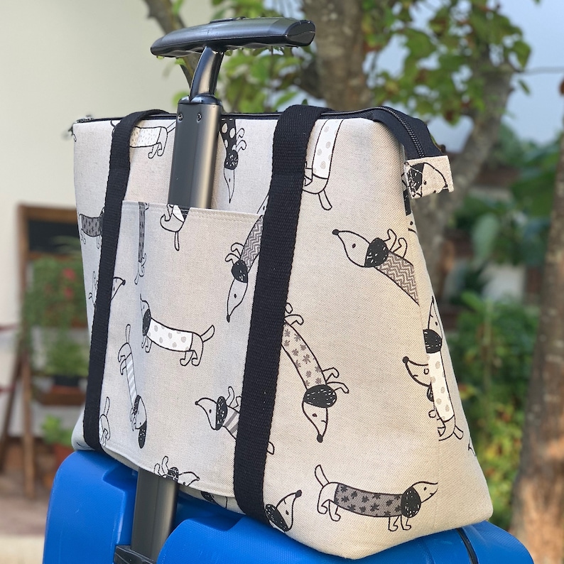 Dachshund Travel Weekender Bag With Trolley Sleeve Hand Etsy