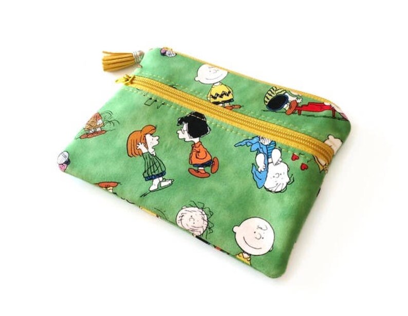 Snoopy Double Zip Pouch Peanuts Gang Travel Purse Snoopy Gift Etsy