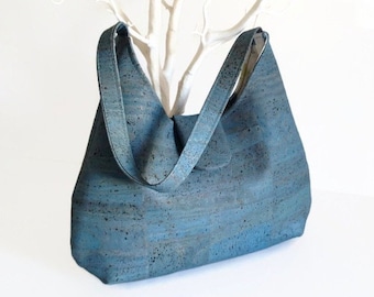 Blue Turquoise Cork Handbag, Mother's Day Gift, Vegan Bag