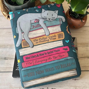 Books and Cats Book Sleeve, Book Protection, Book Sleeve, Book Lover Gift