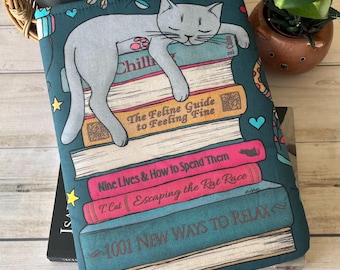 Books and Cats Book Sleeve, Book Protection, Book Sleeve, Book Lover Gift