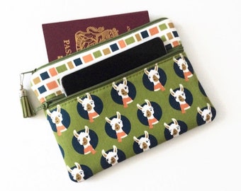 Llama Alpaca Zipper Pouch, Llama Gift, Phone Wallet Passport Travel Purse