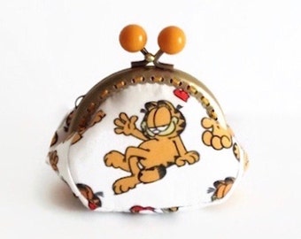 Garfield Coin Purse, 1980s Cartoon, Jim Davis, Change Pouch, Gift for Her, Secret Santa