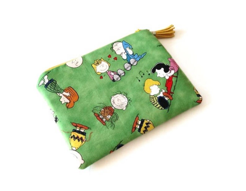 Snoopy Double Zip Pouch Peanuts Gang Travel Purse Snoopy Gift Etsy