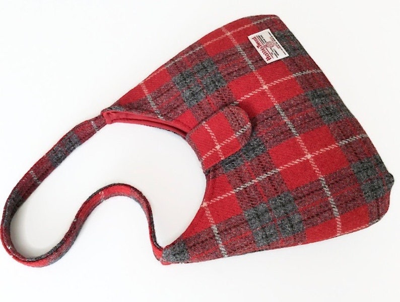 Harris Tweed Bag, Gift for Mom, Red Tartan Handbag, Scottish Wool Purse image 5