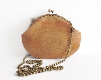 Cork Purse with Shoulder Crossbody Chain, Evening Bag, Vegan Purse, Handmade Gift for Women