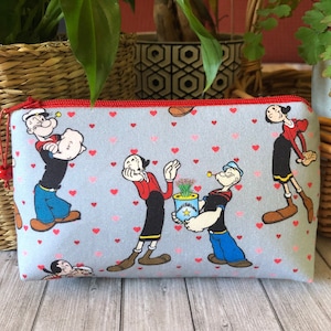 Piccola borsa per il trucco Popeye e Olive Oyl, astuccio per cosmetici