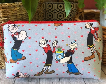 Popeye and Olive Oyl Small Makeup Bag, Cosmetics Pouch