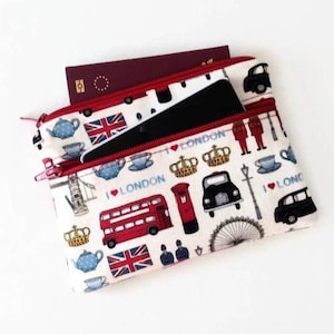 Cartera con doble cremallera "I Love London" - Monedero para móvil - Monedero de viaje para pasaporte