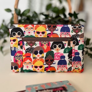 Bolsa com zíper duplo Girl Power, carteira com zíper, bolsa de viagem para passaporte