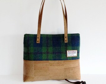 Schotse Blauwe Tartan Bag Tassen & portemonnees Handtassen Schoudertassen Eco Friendly Cork Bag Harris Tweed Bag 