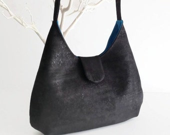 Black Cork Handbag, Vegan Bag,  Eco Friendly Gift for Women