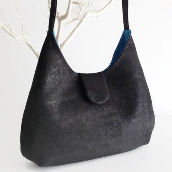 Black Cork Handbag, Vegan Bag,  Eco Friendly Gift for Women