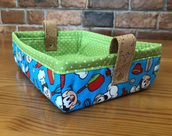 Handmade Fabric Tray, Candy Basket, Fabric Trinket, Bibs and Bobs Storage, Monica and Friends
