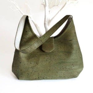 Bolsa de cortiça verde, bolsa vegana, idea de presente para ella, bolsa ecológica