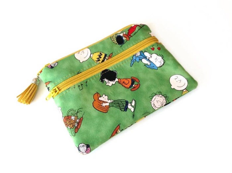 Snoopy Double Zip Pouch Peanuts Gang Travel Purse Snoopy Gift Etsy