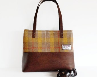 Harris Tweed Bag, Cork Bag, Wool Shoulder bag, Eco Friendly Gift